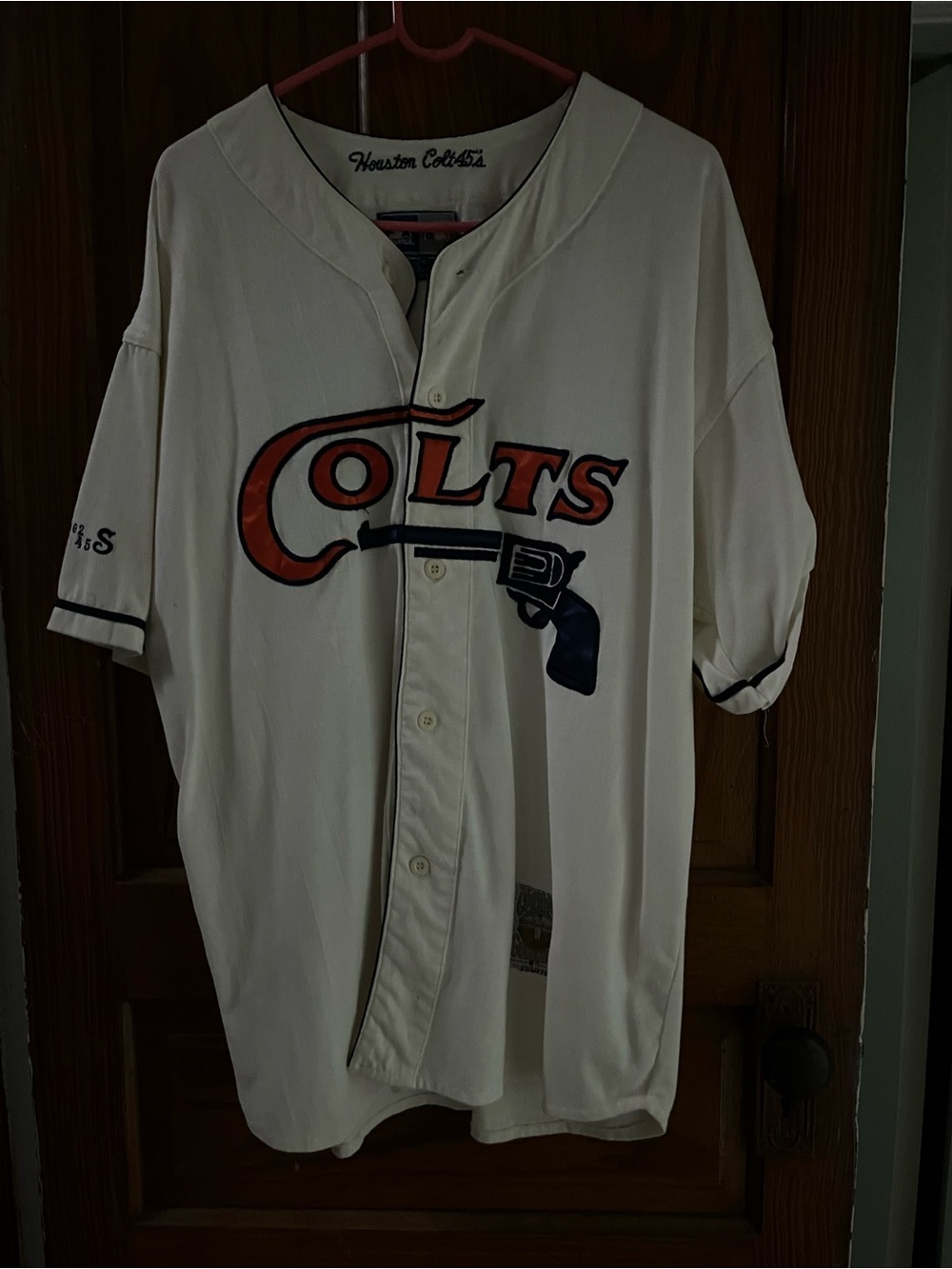 STARTER Cream Colts Baseball Jersey with Orange & Navy Logo